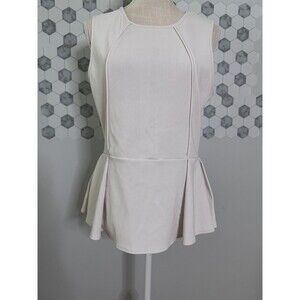 Boston Proper Women's Sleeveless Pleated‎ Peplum Blouse Size Large